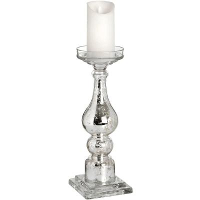 China Mercury Home Elegant Royal Candlestick Decoration Pillar Glass Candle Holder For Decoration for sale