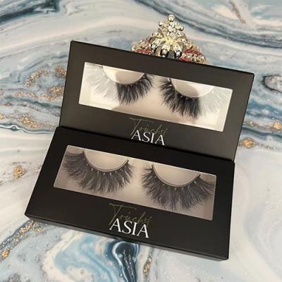 China Real Mink 5D 25mm Eyelash Thick Real Mink 25mm Eyelashes Strip Full Strip Eyelashes Russian Packing Box for sale