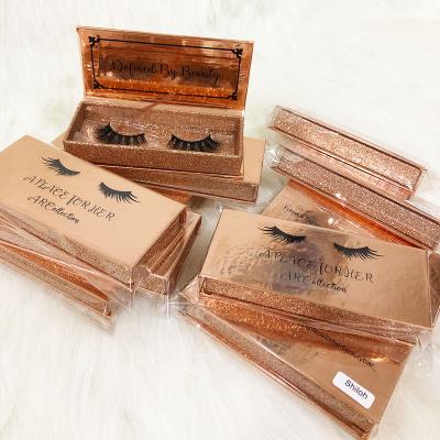 China Thick Eyelash Vendor Customized Boxes Rose Gold Eyelash Packaging Custom Mink Eyelash for sale