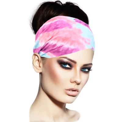 China High Quality Outdoor Amazon Tie Dye Double Layer Headband 2021 Sports Women Wide Headband for sale