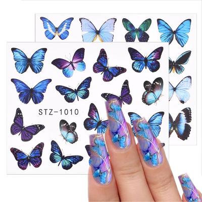 China Easy Apply Hot Sale 3D Heat-Shrink Foil Butterfly Decal Nail Sticker For DIY Nail Art for sale