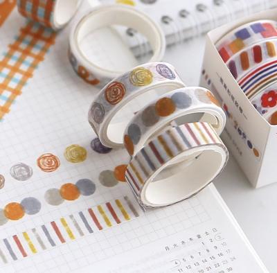 China Waterproof Hot Selling 5pcs/box Netting Paper Printed Scrapbooking Set Washi Tape for sale