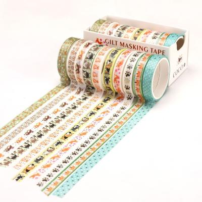 China Free Sample Waterproof Washi Tape Sticker Die Cut Vinyl Kawaii Decoration Masking Printed Foil Washi Tape for sale