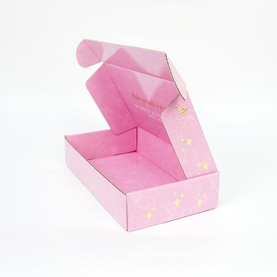 China Custom Paper Box Recycled Materials Logo Pink Color Cosmetic Corrugated Packaging Announcement Box Shipping Cardboard Paper Box for sale