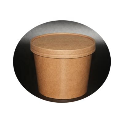 China 26oz 32oz Soup Container Brown Kraft Paper Noodle Cup Disposable Custom Printed Paper Hot Soup Bowls With Lids for sale