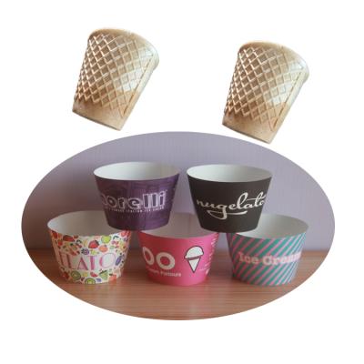 China None Custom Logo Printed Paper Wrapper Ice Cream Gelato Waffle Cone Cup Muffin Cup Food Grade Bottom Food Grade Eco Friendly Biodegradable for sale