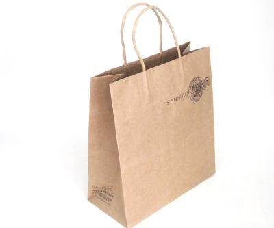 China Recyclable Custom Logo Printed Brown Kraft Paper Bags With Handle Paper Bag With Twist Paper To Handle Shopping Bags for sale