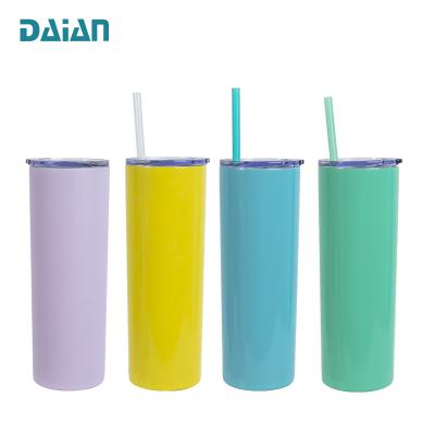 China Sustainable 20 oz Stainless Steel Sublimation Custom Straight Lean Tumbler With Straw for sale