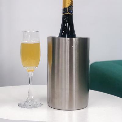 China Double Wall Stocked Stainless Steel Insulated Champagne Ice Bucket Wine Bottle Refrigerator Bucket for sale