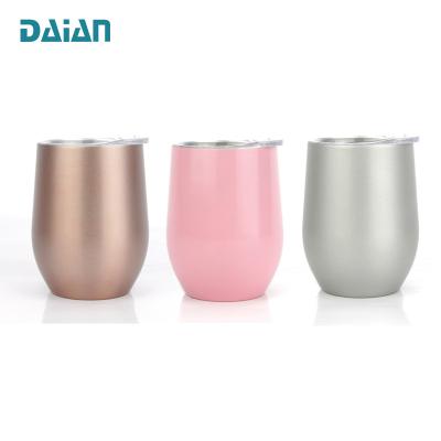 China Daian Sustainable Design 12oz Double Wall Insulated Tumbler Stainless Steel Vacuum Wine Tumbler for sale