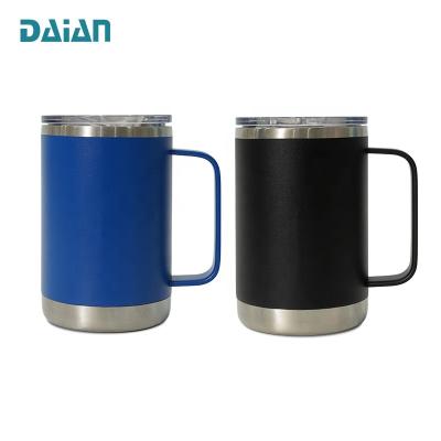 China Stainless Steel 16oz Vacuum Travel Vacuum Insulated Coffee Mug With Handle Insulated Coffee Mug With Lid for sale