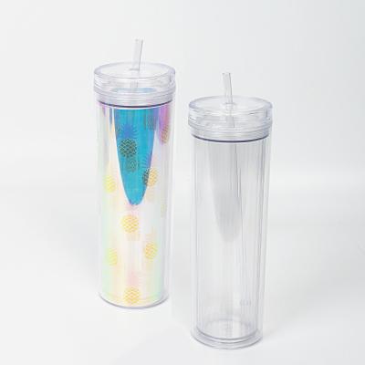 China Sustainable Wholesale Clear Tumbler Cups 20oz Double Wall Insulated Plastic Tumbler With Straw for sale