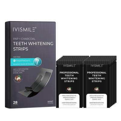 China For Home Use Wholesale IVISMILE Non Peroxide Activated Coconut Charcoal Teeth Whitening Strips Private Label for sale