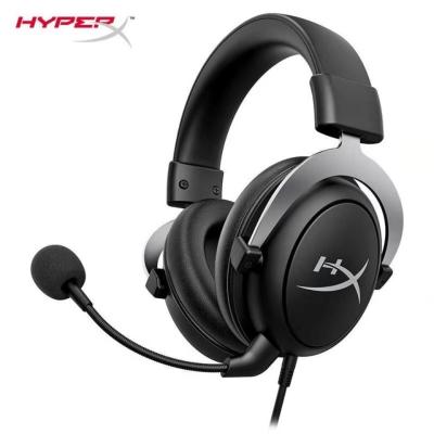 China Silver Headphone Hyper Cloud X Gaming Headset Earphone With Microphone Wired Single Earphone for sale