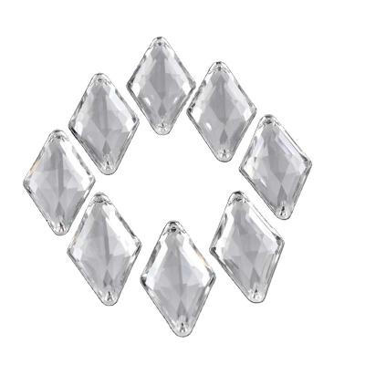 China Shinning And Cheaper Rhombus Size Two Holes 9*15mm Sewing On Acrylic Rhinestone Beads For Pants Accessories for sale