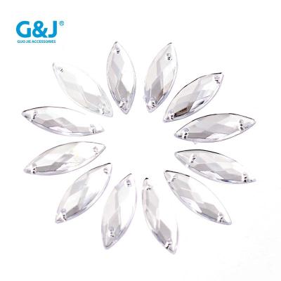 China Shinning And Cheapest Size 7*21MM Marquis Shape Clear Color Sewing On Acrylic Rhinestone Beads For Clothing Accessories for sale