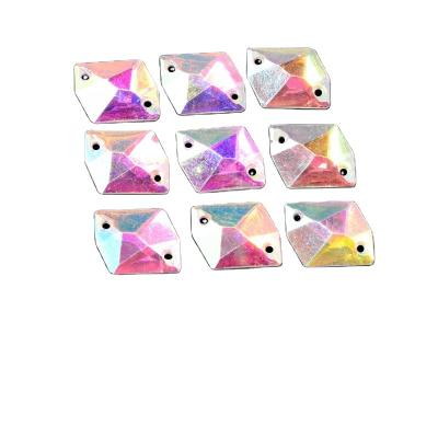 China Handmade Sewing Resin Rhinestone Sew On Point Facet Crystals Flatback Two Holes Sew-On Garment Stones for sale