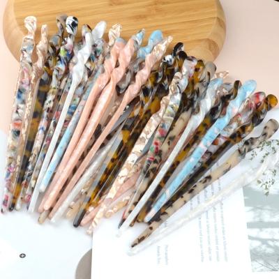 China Fashionable Custom Colors Hair Sticks Soft Acrylic Simple Acetate Hairpins For Long Hair Women Girls Party Gifts Hair Accessories for sale