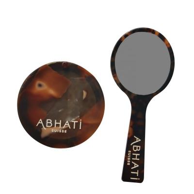 China Double Sided Acetate Acrylic Mirror Hand Travel Pocket Beauty Mirror Compact Mirror Mini Customized Logo Unisex Rotating Makeup for sale