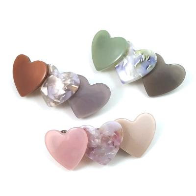 China Wholesale Stylish Heart Glips Hair Clips Stylish Jelly Hair Accessories Popular Hot Sale Spring Clips Acetate Acrylic Hair Clips for sale