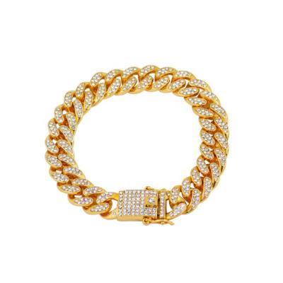 China TRENDY Rhinestone Bracelet Bangle For Women Hip Hop Jewelry With Charms Fashion Gold Silver Bangle Mens Metal Bracelets Chains for sale