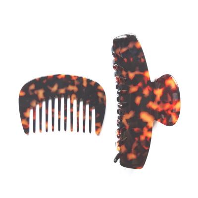 China Trendy Turtle Hair Accessories Set Hair Claw Comb Set Popular Unbreakable Fashion Women Hair Claw Clip Comb Set Acetate for sale