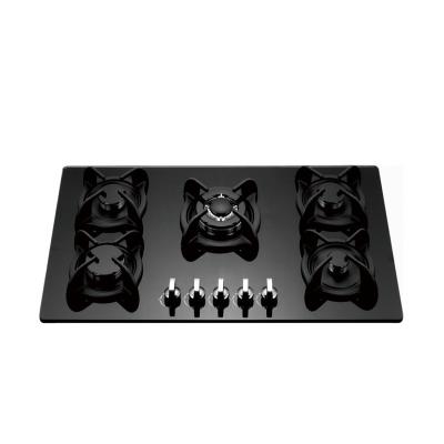 China Hotel Tempered Glass Panel Cooker 5 Burner Stove Cover China Built In Cooktop Built In Gas Hob for sale