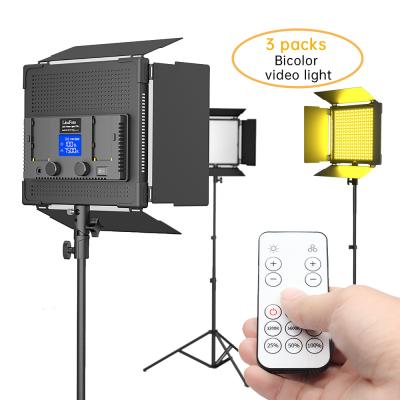 China 3 Packs PORTABLE 50W 2.4G Bi-color LED Video Light with Three Tripod Stands and Cross Arm for Camera Shooting YouTube Videography Lighting for sale