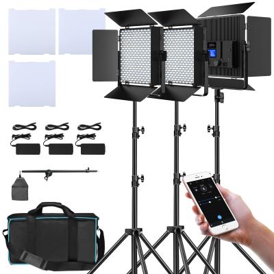 China 4 Light Effects 3 Pack Kit 50W Led Panel Photography Video Light Lighting With 30m App Control 624 LED 3200-7500K Ra96+ For YouTube Tik Tok for sale