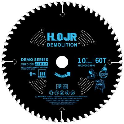 China For Cutting General Wood And Wood With Nails HOJR 10in x 60T Demolition CTT Circular Saw Blade Supplier For Cutting Wood With Nails for sale