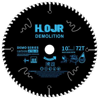 China For Cutting Wood with HOJR 254mmX72T Nail Demolition Circular Saw Blade for General Wood and Wood with Nails for sale