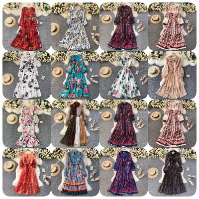 China Anti-static hot sales high-grade casual women's skirt plus-size ladies party dress court of the latest retro graphics for sale