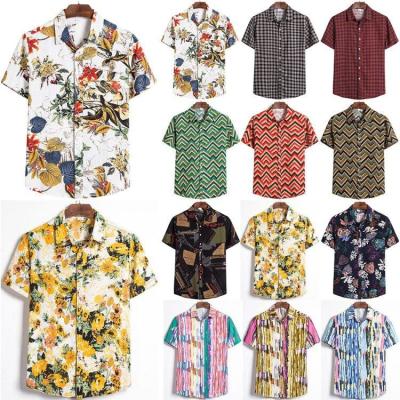 China Wholesale 2021 summer casual men's anti-pilling beach cotton cartoon graffiti shirt printing for sale