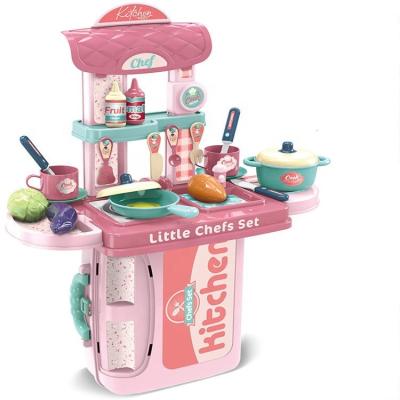 China Study Pretend Toy Children Pretend and Set Plastic Toy Kitchen Home Play Set Toys 3 in 1 Suitcase Set Toys for sale