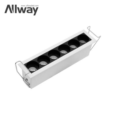 China Modern High Quality Tri Recessed Aluminum Grill Lamp 8Watt LED Linear Light Color Down Lighting for sale