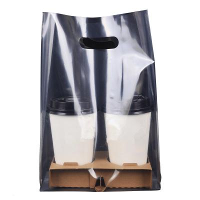 China Disposable Customized Portable Transparent Tote Bag Takeaway Milk Tea Coffee Plastic Bag Beverage Packaging Bag for sale