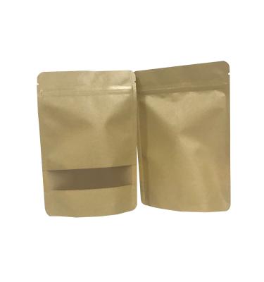 China Recyclable Kraft Paper Custom Plastic Sachets Text Packing Style Stand Up With Window And Zipper for sale