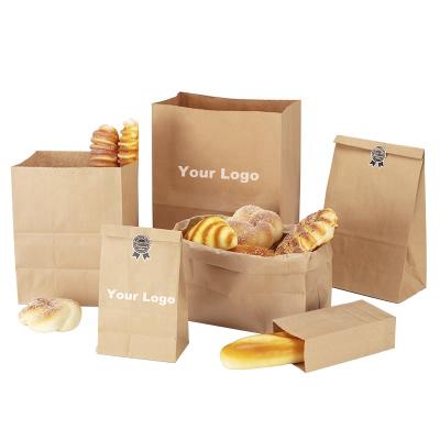 China Recycled Materials Custom Paper Bags of Different Sizes for Supermarket Shopping Kraft Paper Bags for Bread and Milk Prep Paper Bags for sale