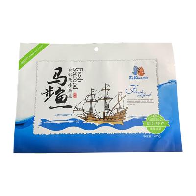 China Barrier Customized Logo Print Bottom Seal Frosted Barbecue Hyporhamphus Sajori Packag Plastic Bag for sale