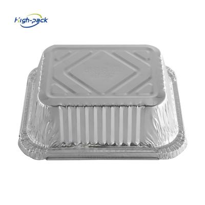 China Recycable Aluminum Foil Trays 450ml Aluminum Foil Baking Containers With Clear Lids for sale