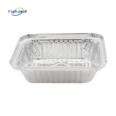 China Recycable Disposable Rectangular Food Packaging Use Aluminum Foil Takeout Food Container With Paper Lid for sale