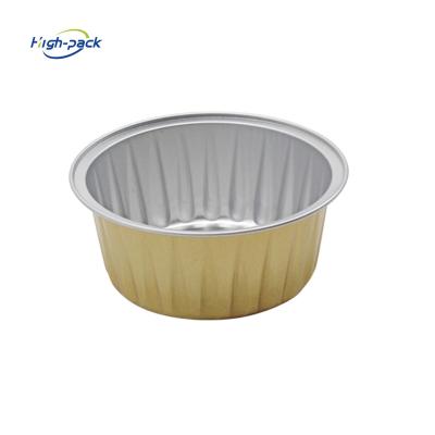 China Recycable 120ml Colorful Disposable Smooth Wall Round Aluminum Foil Tray With Lid for sale