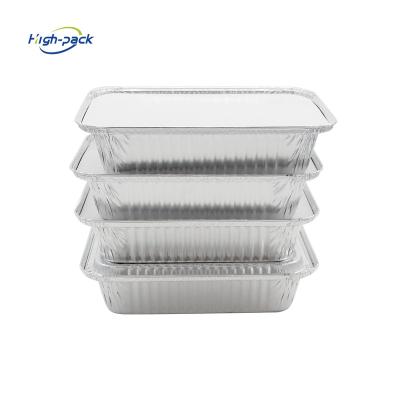 China 1L Disposable Aluminum Foil Mold Food Tray Baking Oblong Container With Lid for sale