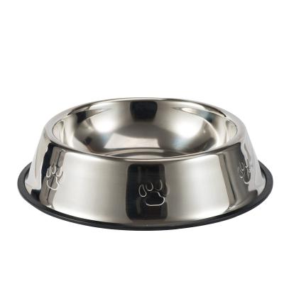 China Viable Personalized Custom Paw Engraved Design Stainless Steel Dog Food Water Feeder Bowl for sale