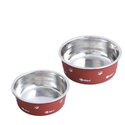 China Hot Selling Viable Stainless Steel Pet Bowls for Cats and Dogs Bases Dog Food Non-Slip Rubber Bowl for sale