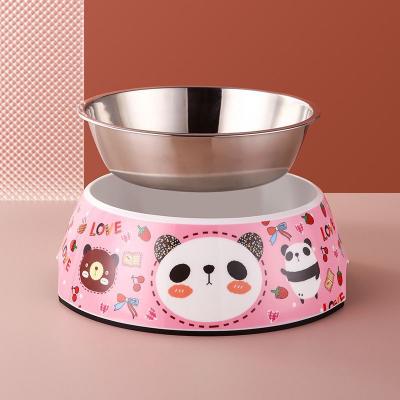 China 2022 Automatic Stainless Steel Dog Food Bowl Double Melamine Pet Feeding Water Pet Supplies Bowls for sale