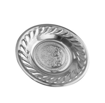 China Sustainable 2022Wedding Round Shape Stainless Steel Metal Serving Tray With Pattern for sale