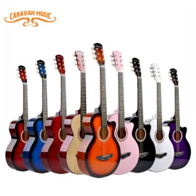 China Wholesale 38c basswood high gloss multiple colored plywood acoustic guitar (5 colors)/cheap 38 inch guitar for sale