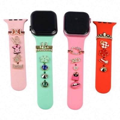 China 2022 New Alloy Silicone Watch Band Sale Charms For Apple Watch 1/2/3/4/5/6 for sale