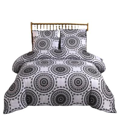 China Disposable Black Flower Print Microfiber Duvet Cover Set Dubai Polyester Bedding Set for sale